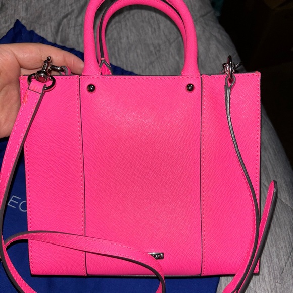 Rebecca Minkoff Neon Pink mini tote with crossbody strap - Picture 6 of 9